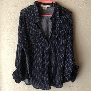 3/4 sleeve top polka dot